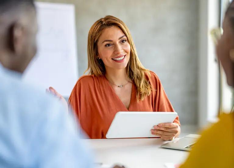 Man and woman visiting insurance agent in office